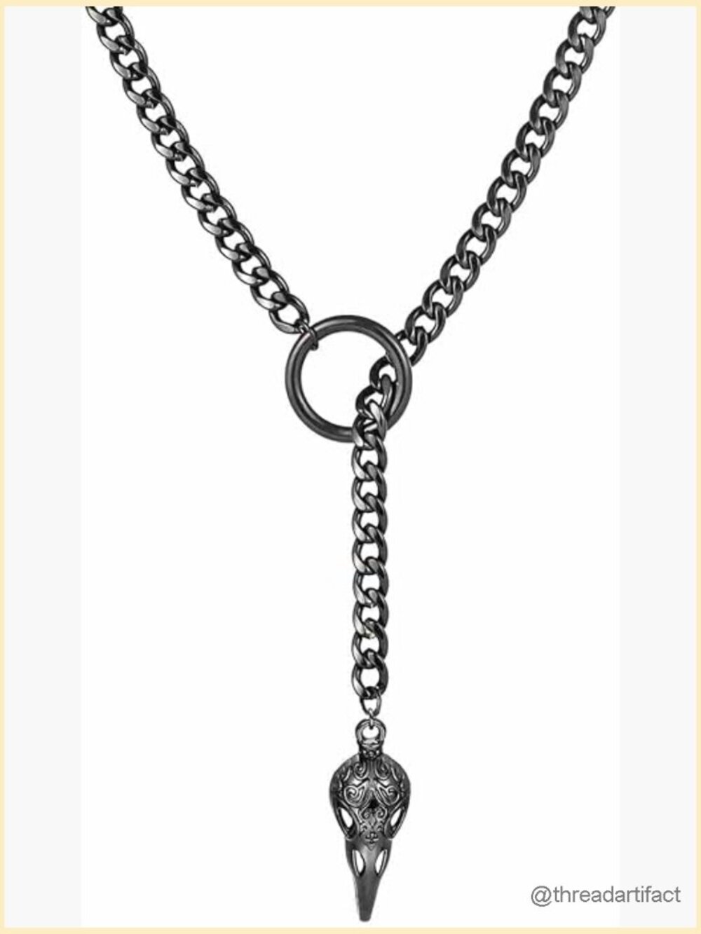 Gothic Punk Choker Necklace Adjustable Stainless Steel Skull Pendant Unisex